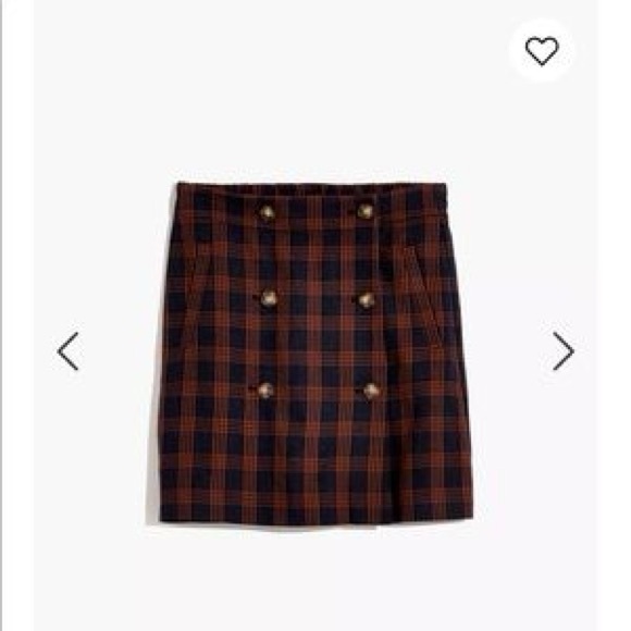 Madewell Brown Black Plaid Skirt Double Breasted Buttons Academia S - Picture 3 of 12